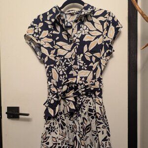 Diane Von Furstenberg DVF Scarlet Floral Print Shirt Dress